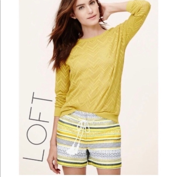 LOFT Pants - Ann Taylor LOFT Ravenna yellow woven shorts 6